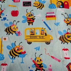 1.44 Yards Of 100% Cotton Fabric-Bee Themed School Bus